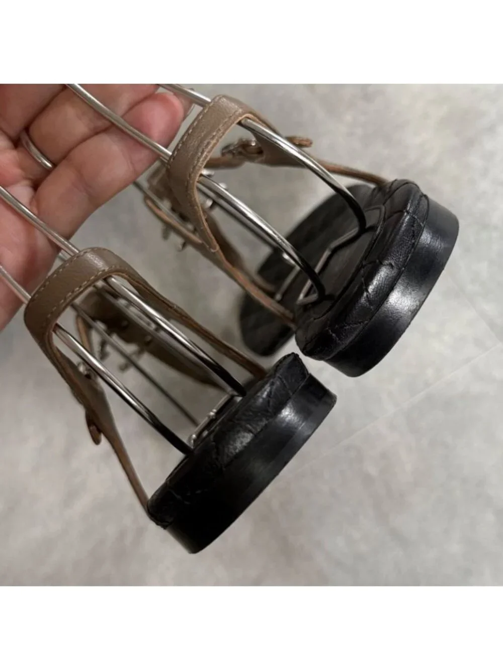 Chanel Thong Sandals Quilted Coco Mark Flat Shoes Black Beige Silver - Picture 7 of 10